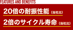 20倍の耐振性能と2倍のサイクル寿命（当社比）